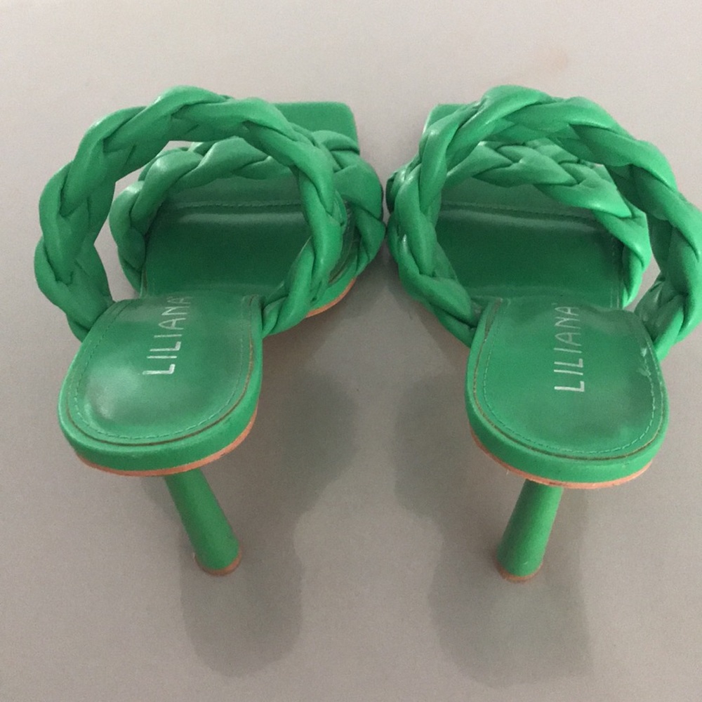 Liliana, Women Size 7 Green Rope Braided Heels - Picture 4 of 9